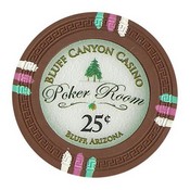 Bluff Canyon Series 13.5 Gram Poker Chips - $0.25 Sold By the Roll of 25pcs, CPBL-25c*25