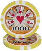 Hi Roller Series 14 gram Poker Chip $1000 Sold by the Roll 25 pcs. per Roll, CPHR-$1000*25