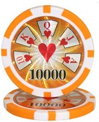 Hi Roller Series 14 gram Poker Chip $10000 Sold by the Roll 25 pcs. per Roll, CPHR-$10000*25
