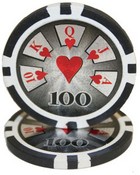 Hi Roller Series 14 gram Poker Chip $100 Sold by the Roll 25 pcs. per Roll, CPHR-$100*25
