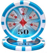 Hi Roller Series 14 gram Poker Chip $50 Sold by the Roll 25 pcs. per Roll, CPHR-$50*25