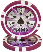 Hi Roller Series 14 gram Poker Chip $500 Sold by the Roll 25 pcs. per Roll, CPHR-$500*25