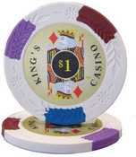 King's Casino Series 14 gram Pro Clay - $1 Sold by the Roll 25 pcs. per Roll, CPKC-$1*25