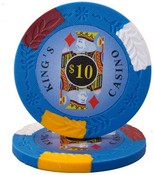 King's Casino Series 14 gram Pro Clay - $10 Sold by the Roll 25 pcs. per Roll, CPKC-$10*25