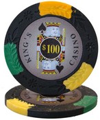 King's Casino Series 14 gram Pro Clay - $100 Sold by the Roll 25 pcs. per Roll, CPKC-$100*25