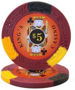 King's Casino Series 14 gram Pro Clay - $5 Sold by the Roll 25 pcs. per Roll, CPKC-$5*25