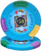 King's Casino Series 14 gram Pro Clay - $50 Sold by the Roll 25 pcs. per Roll, CPKC-$50*25