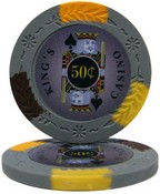 King's Casino Series 14 gram Pro Clay - $0.50 Sold by the Roll 25 pcs. per Roll, CPKC-50c*25