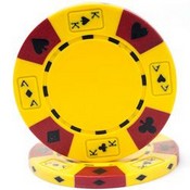 Ace King Suited 14 Gram Poker Chips Yellow - Roll of 25 pcs, CPAK-YELLOW*25