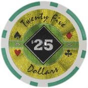 Black Diamond Series Poker Chips 14 Gram - $25 Sold by the Roll 25 pcs per Roll, CPBD-$25*25