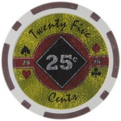 Black Diamond Series Poker Chips 14 Gram - $0.25 Sold by the Roll 25 pcs per Roll, CPBD-25c*25