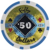 Black Diamond Series Poker Chips 14 Gram - $50 Sold by the Roll 25 pcs per Roll, CPBD-$50*25