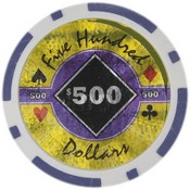 Black Diamond Series Poker Chips 14 Gram - $500 Sold by the Roll 25 pcs per Roll, CPBD-$500*25