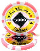 Black Diamond Series Poker Chips 14 Gram - $5000 Sold by the Roll 25 pcs per Roll, CPBD-$5000*25