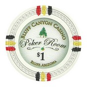 Bluff Canyon Series 13.5 Gram Poker Chips - $1 Sold By the Roll of 25pcs., CPBL-$1*25