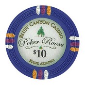Bluff Canyon Series 13.5 Gram Poker Chips - $10 Sold By the Roll of 25pcs., CPBL-$10*25