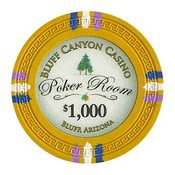 Bluff Canyon Series 13.5 Gram Poker Chips - $1000 Sold By the Roll of 25pcs., CPBL-$1000*25