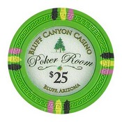 Bluff Canyon Series 13.5 Gram Poker Chips - $25 Sold By the Roll of 25pcs., CPBL-$25*25