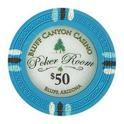 Bluff Canyon Series 13.5 Gram Poker Chips - $50 Sold By the Roll of 25pcs., CPBL-$50*25