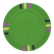 Blank 12 Stripe Poker Chip - 13.5grams - GREEN Sold by the Roll 25 pcs. per Roll, CPBL12-GREEN*25