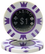 Coin Inlay Series 15 Gram Poker Chip - $1 Sold By the Roll 25 pcs. per Roll, CPCI-$1*25