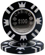 Coin Inlay Series 15 Gram Poker Chip - $100 Sold By the Roll 25 pcs. per Roll, CPCI-$100*25