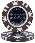 Coin Inlay Series 15 Gram Poker Chip - $0.25 Sold By the Roll 25 pcs. per Roll, CPCI-25c*25