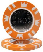 Coin Inlay Series 15 Gram Poker Chip - $500 Sold By the Roll 25 pcs. per Roll, CPCI-$500*25