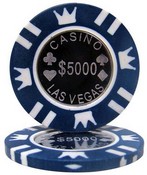 Coin Inlay Series 15 Gram Poker Chip - $5000 Sold By the Roll 25 pcs. per Roll, CPCI-$5000*25