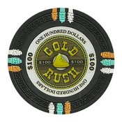 Gold Rush Series 13.5 Gram Poker Chips - $100 Sold By the Roll of 25pcs., CPGR-$100*25