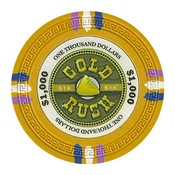 Gold Rush Series 13.5 Gram Poker Chips - $1000 Sold By the Roll of 25pcs., CPGR-$1000*25