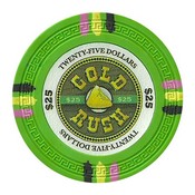 Gold Rush Series 13.5 Gram Poker Chips - $25 Sold By the Roll of 25pcs., CPGR-$25*25
