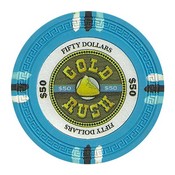 Gold Rush Series 13.5 Gram Poker Chips - $50 Sold By the Roll of 25pcs., CPGR-$50*25