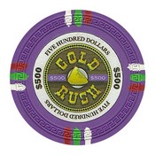 Gold Rush Series 13.5 Gram Poker Chips - $500 Sold By the Roll of 25pcs., CPGR-$500*25