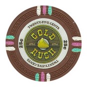Gold Rush Series 13.5 Gram Poker Chips - $0.25 Sold By the Roll of 25pcs., CPGR-25c*25