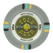 Gold Rush Series 13.5 Gram Poker Chips - $0.50 Sold By the Roll of 25pcs., CPGR-50c*25