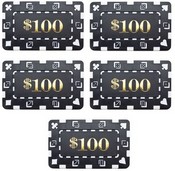 5 Denominated Poker Plaques Black $100, CPDP-$100*5