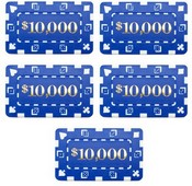 5 Denominated Poker Plaques Blue $10000, CPDP-$10000*5