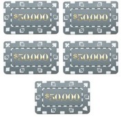 5 Denominated Poker Plaques Gray $50000, CPDP-$50000*5