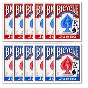 Set of 12 Rider Back Decks Red & Blue Jumbo Index Bicycle Cards, GUSP-003*6.004*6