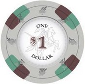 Poker Knights Series Clay Poker Chips 13.5g Roll of 25 Chips - $1, CPPK-$1*25
