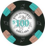 Poker Knights Series Clay Poker Chips 13.5g Roll of 25 Chips - $100, CPPK-$100*25
