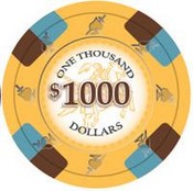 Poker Knights Series Clay Poker Chips 13.5g Roll of 25 Chips - $1000, CPPK-$1000*25