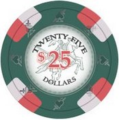 Poker Knights Series Clay Poker Chips 13.5g Roll of 25 Chips - $25, CPPK-$25*25