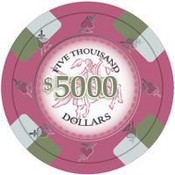 Poker Knights Series Clay Poker Chips 13.5g Roll of 25 Chips - $5000, CPPK-$5000*25
