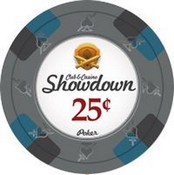 Showdown Series Clay Poker Chips 13.5g Roll of 25 Chips - $0.25, CPSD-25c*25