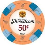 Showdown Series Clay Poker Chips 13.5g Roll of 25 Chips - $0.50, CPSD-50c*25