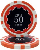 Eclipse 14 Gram Poker Chips - $0.50 Sold by the Roll 25 pcs per Roll, CPEC-50c*25