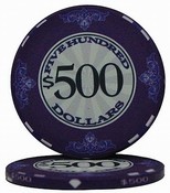 $500 Scroll 10 Gram Ceramic Poker Chip Sold by the Roll 25 pcs. per Roll, CPSC-$500*25