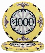 $1000 Scroll 10 Gram Ceramic Poker Chip Sold by the Roll 25 pcs. per Roll, CPSC-$1000*25